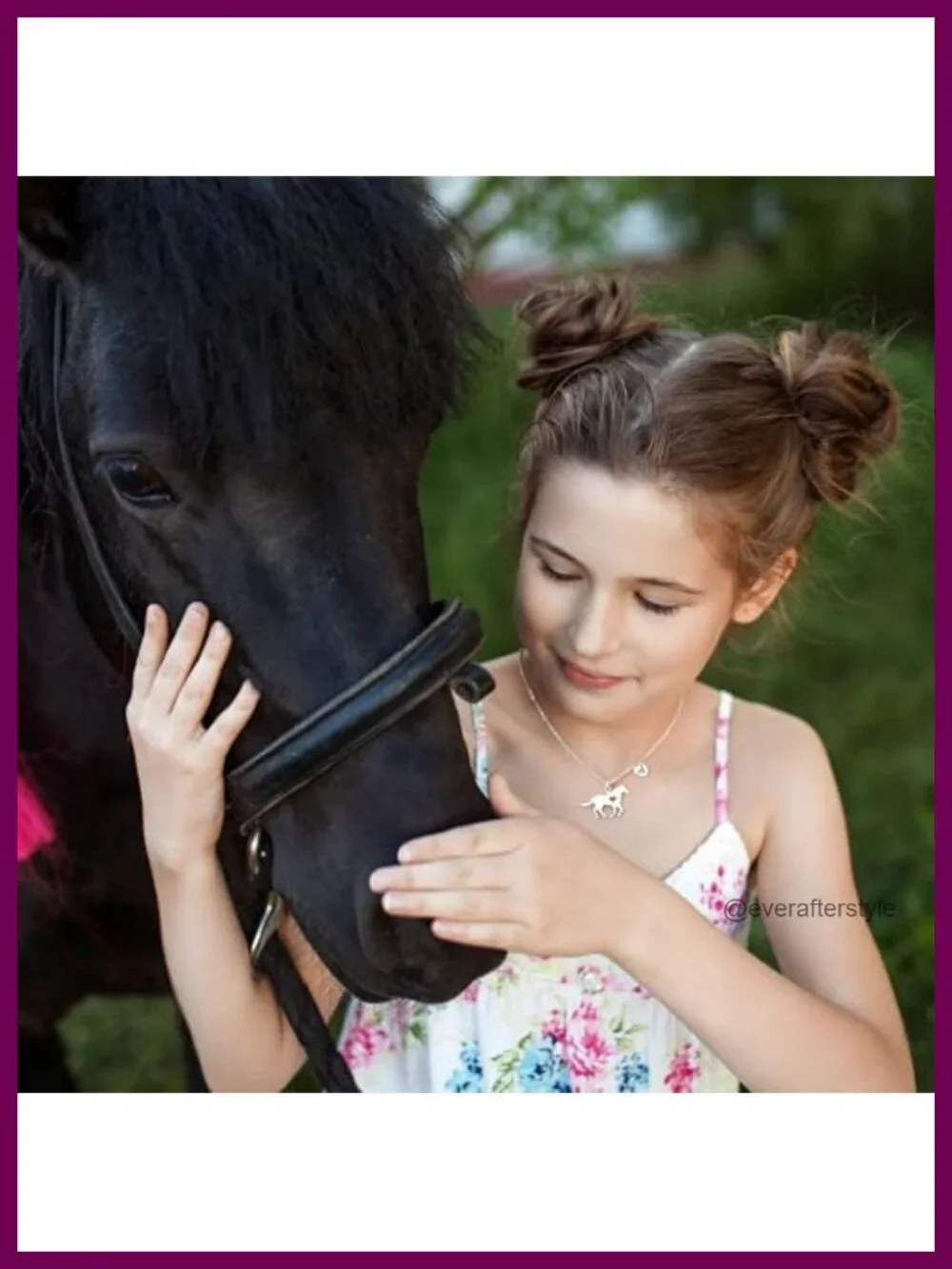 Horse Necklace Stainless Steel Pendant Adjustable Chain Girls Teen Gift